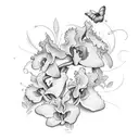 cattleya with butterfly tattoo design idea