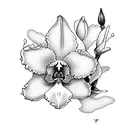 cattleya with butterfly tattoo design idea