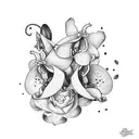 cattleya with butterfly tattoo design idea