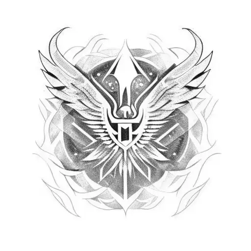 a gothic  phoenix  tattoo design idea