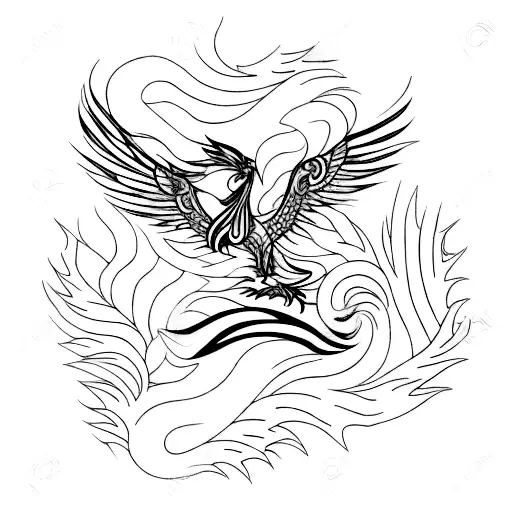 a  phoenix bitting its own tale tattoo design idea