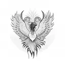 a gothic  phoenix  tattoo design idea