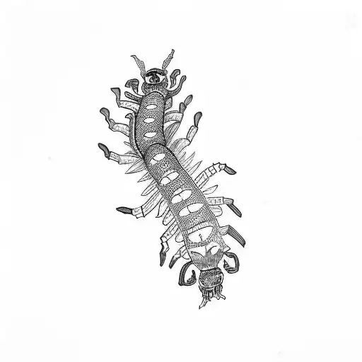 a group of skulls on a centipede tattoo design idea