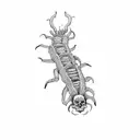 a group of skulls on a centipede tattoo design idea