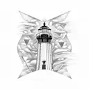 Realistic Lighthouse with nautical and geometric features tattoo design idea