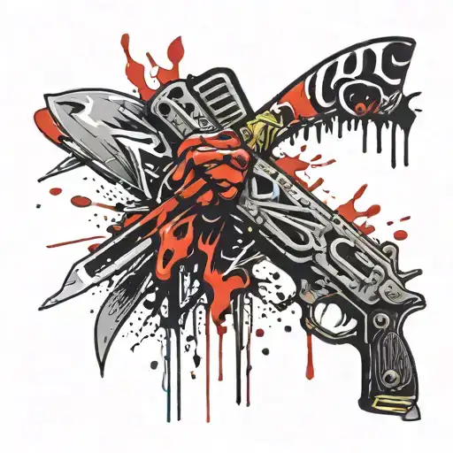 machete cartoon blood dripping Texas  tattoo design idea