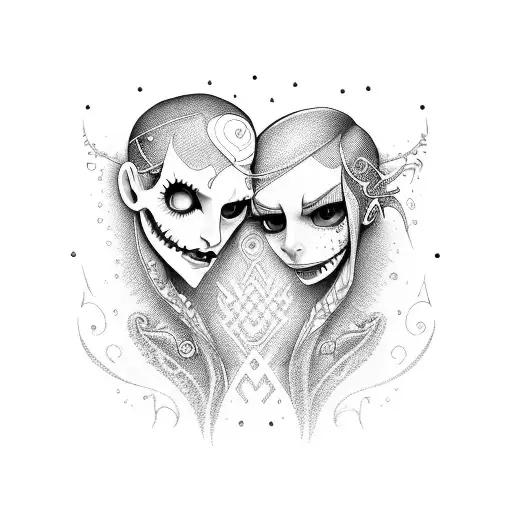 Jack and sally  tattoo design idea