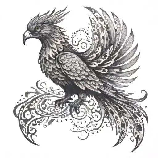 A phoenix rising from flames made of circuit patterns to symbolize the client's resilience and creativity in their work as an innovator tattoo design idea