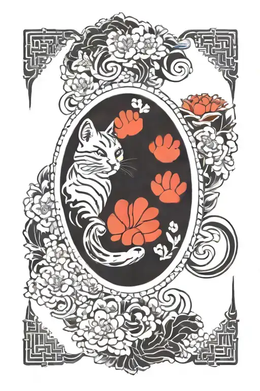beautiful frame, with a blank spot for a cats paw print tattoo design idea