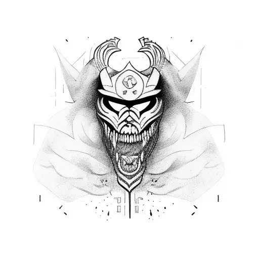 A fierce warrior fighting against their own inner demons tattoo design idea