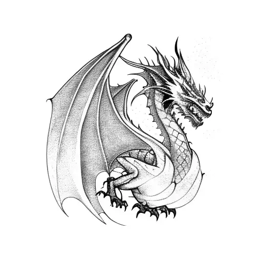 fantasy Dragon silhouette from above tattoo design idea