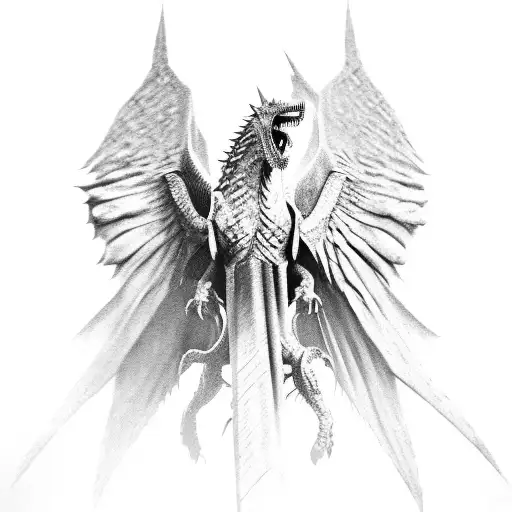 realistic fantasy Drago from game of Thrones top view while flying with wings outstretched tattoo design idea