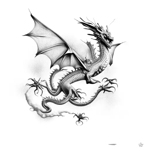 flying dragon tattoo design idea