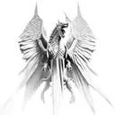 realistic fantasy Drago from game of Thrones top view while flying with wings outstretched tattoo design idea