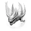 realistic fantasy Drago from game of Thrones top view while flying with wings outstretched tattoo design idea