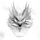 realistic fantasy Drago from game of Thrones top view while flying with wings outstretched tattoo design idea