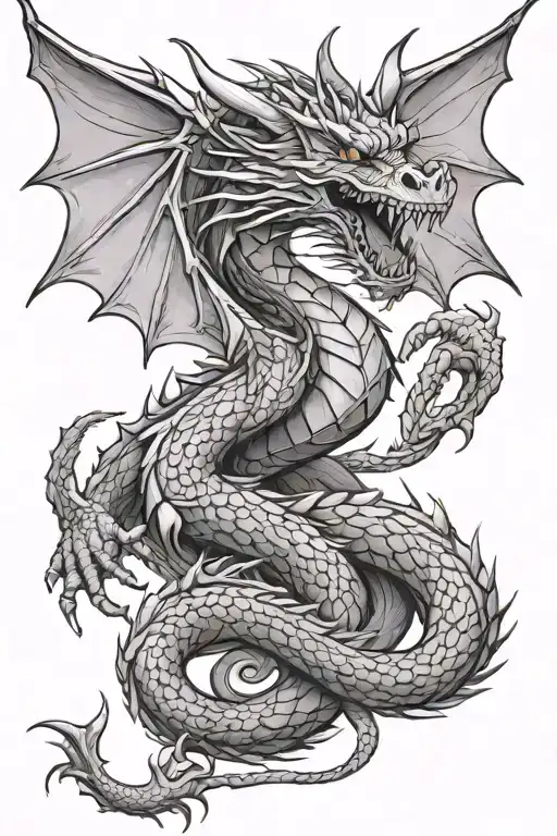 Dragon with wings tattoo design idea