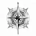 compass with flowers, phoenix, arrow, time,  tattoo design idea
