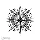 compass with flowers, phoenix, arrow, time,  tattoo design idea