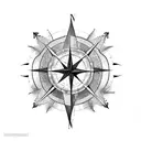 compass with flowers, phoenix, arrow, time,  tattoo design idea