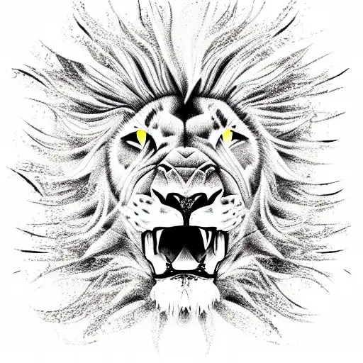 Lion on fire tattoo design idea