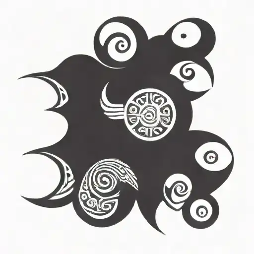 A tattoo design featuring a mix of Adinkra and Polynesian symbols symbolizing endurance, adaptability and independence tattoo design idea