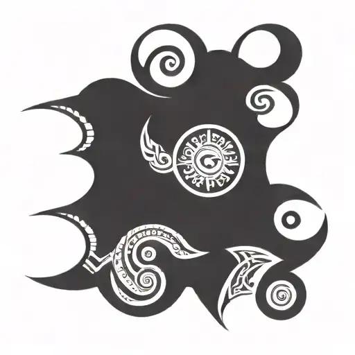 A tattoo design featuring a mix of Adinkra and Polynesian symbols symbolizing endurance, adaptability and independence tattoo design idea