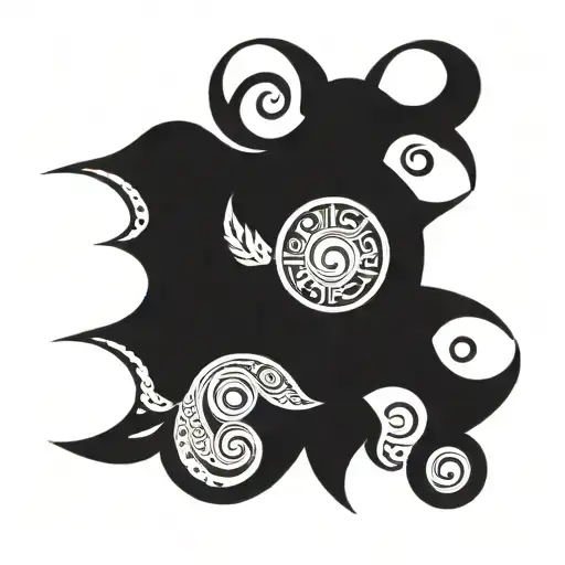 A tattoo design featuring a mix of Adinkra and Polynesian symbols symbolizing endurance, adaptability and independence tattoo design idea