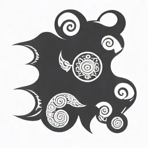 A tattoo design featuring a mix of Adinkra and Polynesian symbols symbolizing endurance, adaptability and independence tattoo design idea
