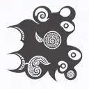 A tattoo design featuring a mix of Adinkra and Polynesian symbols symbolizing endurance, adaptability and independence tattoo design idea