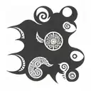 A tattoo design featuring a mix of Adinkra and Polynesian symbols symbolizing endurance, adaptability and independence tattoo design idea