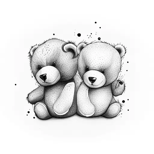 two teddy bears tattoo design idea