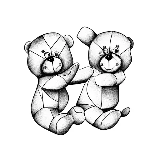 two teddy bears tattoo design idea