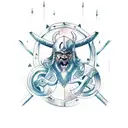 Viking axes and ship tattoo design idea