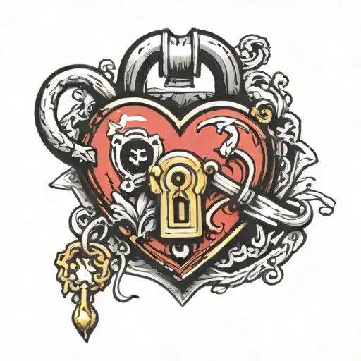 19-02-2004 date in a heart shaped lock tattoo design idea