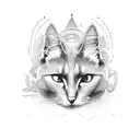 elements of space, drumming imagery, and subtle references to russian blue cat tattoo design idea