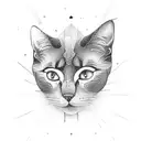 elements of space, drumming imagery, and subtle references to russian blue cat tattoo design idea