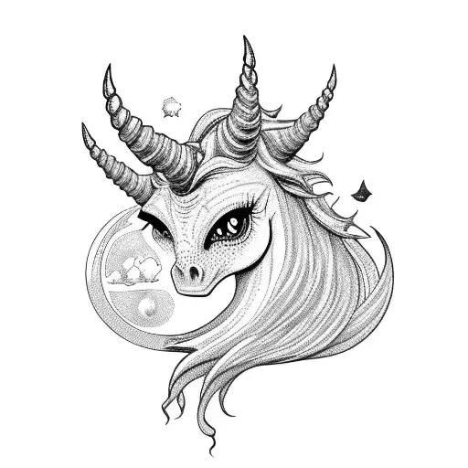 alien riding unicorn tattoo design idea
