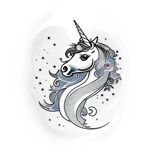 unicorn tattoo design idea