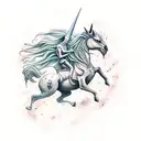 alien riding unicorn tattoo design idea