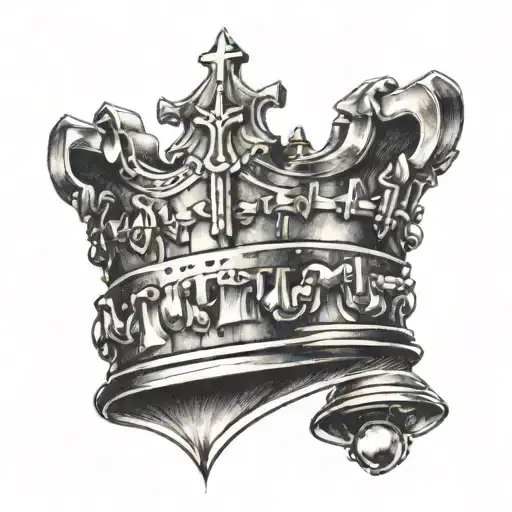 A crown made out of chess pieces, showcasing the client's love for both tattoo design idea