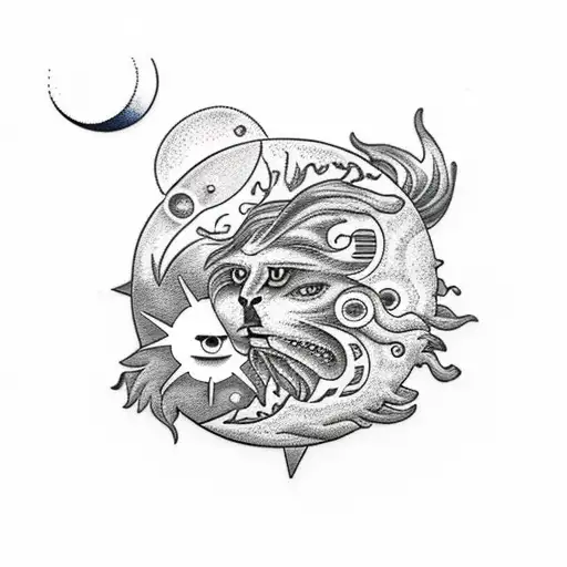 Sun and Moon tattoo design idea