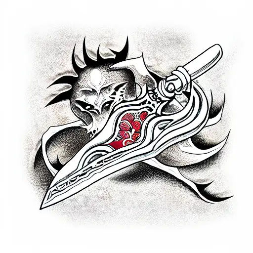 demon cleaver blade tattoo design idea