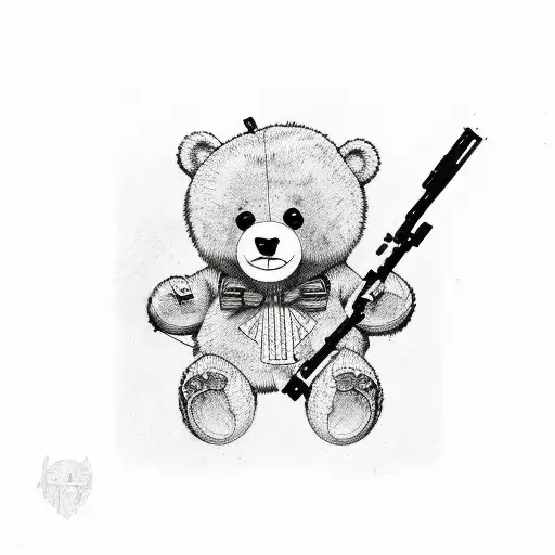 ted bear with guns tattoo design idea