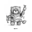 ted bear with guns tattoo design idea