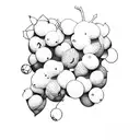 Aerial view of a vineyard with geometric grape clusters tattoo design idea