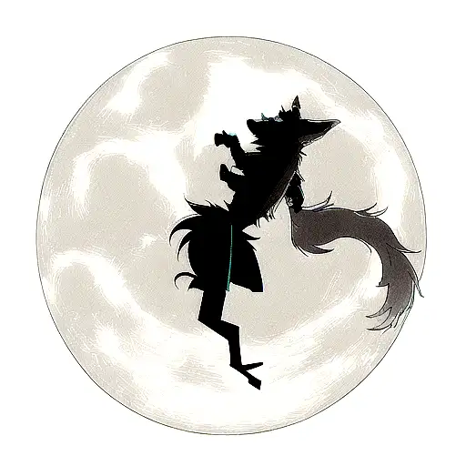 A wolf howling at the moon in a cyberpunk cityscape tattoo design idea