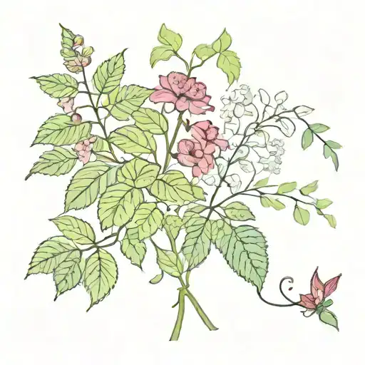 poison ivy and poison oak vines with carnation and lily  tattoo design idea