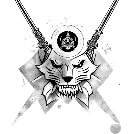 espada com escudo, que contenha os valores, amizades, família e animais  tattoo design idea