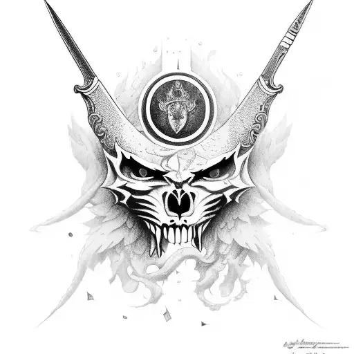 espada com escudo, que contenha os valores, amizades, família e animais  tattoo design idea